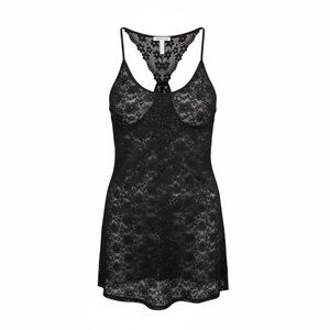 In bloom black lace racerback slip dress